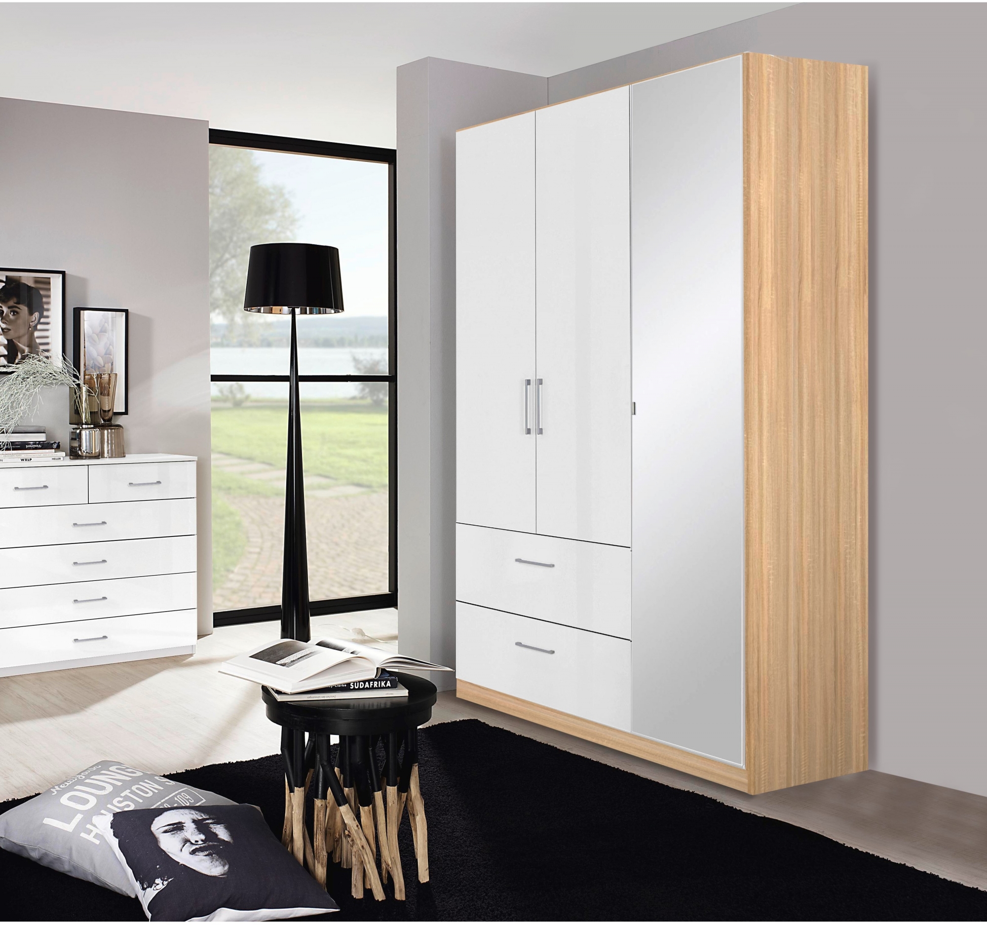 Morella OKL7 Hinged 3 Door, 1 Mirror, 2 Drawer Combi Robe - Fairway ...