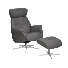 Mila Swivel Recliner Chair and Stool Set with Adjustable Headrest