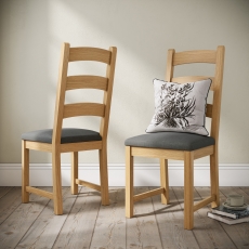 Nanterre Dining Pair Ladder Back Dining Chairs - Fabric Seat Pad